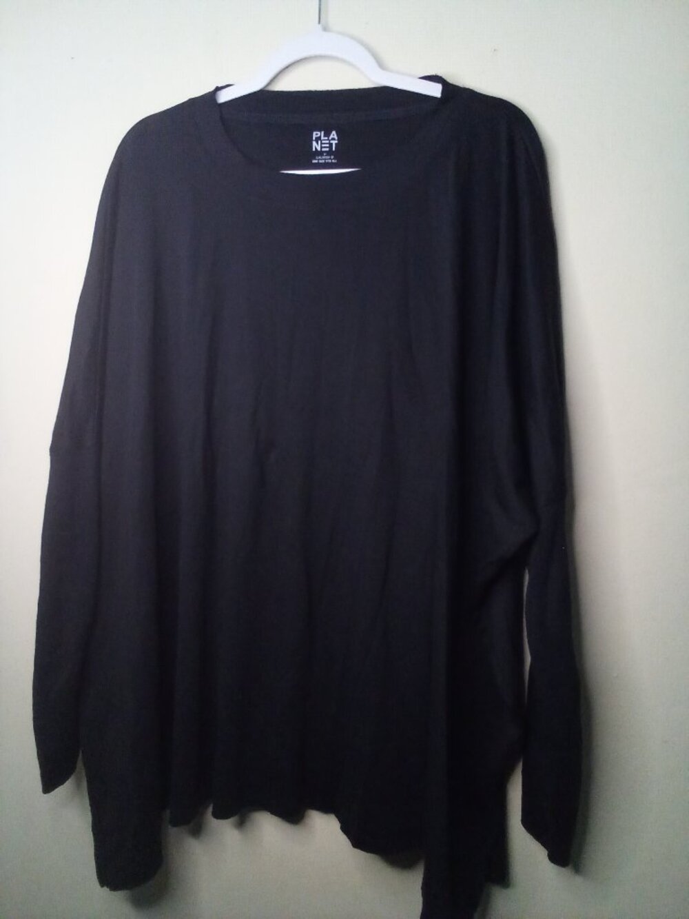 Planet Lauren G Shirt Women One Size Long Sleeve Soft Pima Cotton Black